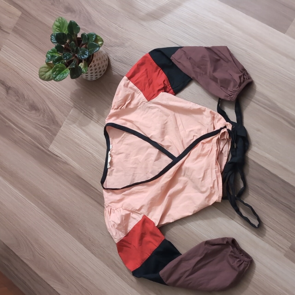 Anthropologie Colorblock Wrap Crop Top